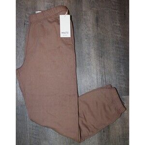 Mate The Label Organic Fleece Relaxed Pocket Jogger Sweatpants COFFEE $128 M